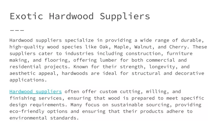 exotic hardwood suppliers