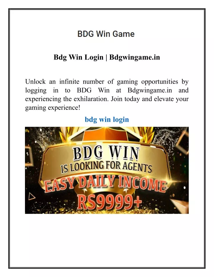 bdg win login bdgwingame in