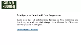 Multipurpose Lubricant Gear-hugger.com