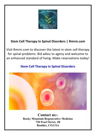 stem cell therapy in spinal disorders rmrm com