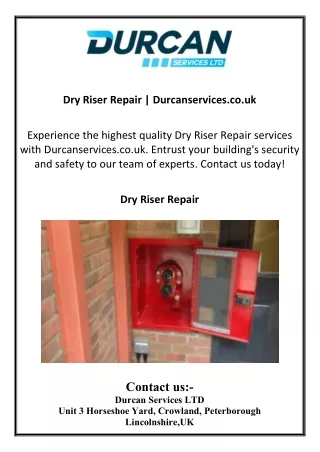 Dry Riser Repair  Durcanservices.co.uk
