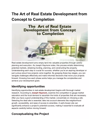 The Art of Real Estate Development: Bringing Concepts to Life