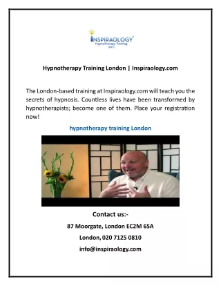 Hypnotherapy Training London | Inspiraology.com