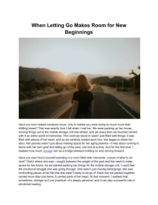 When Letting Go Makes Room for New Beginnings