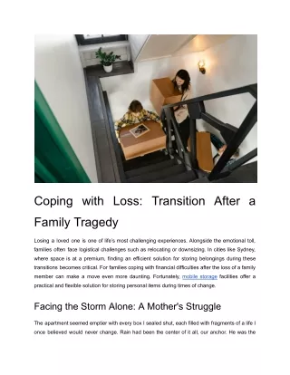 Coping with Loss: Transition After a Family Tragedy