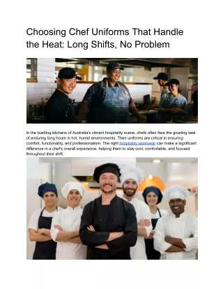 choosing chef uniforms that handle the heat long