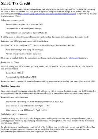 setc tax credit