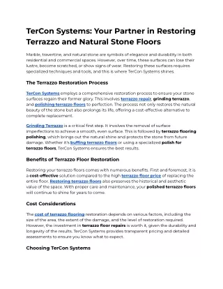TerCon Systems_ Your Partner in Restoring Terrazzo and Natural Stone Floors