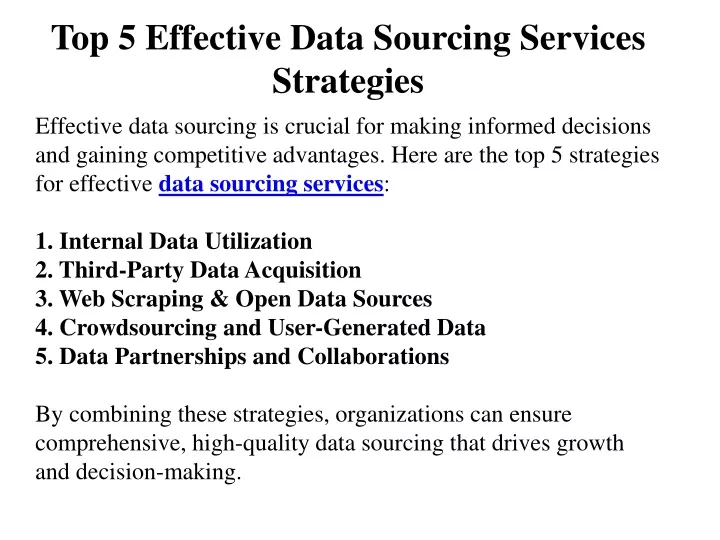 top 5 effective data sourcing services strategies