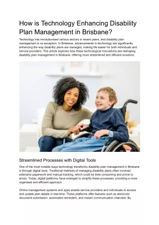 How is Technology Enhancing Disability Plan Management in Brisbane