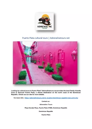 Puerto Plata cultural tours | Adrenalinetours.net