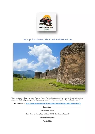 Day trips from Puerto Plata | Adrenalinetours.net