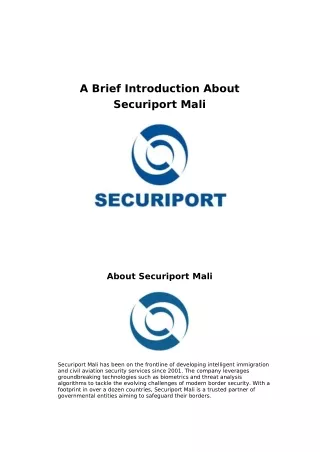 A Brief Introduction About Securiport Mali