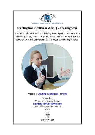 Cheating Investigation In Miami  Valdesinvgr.com