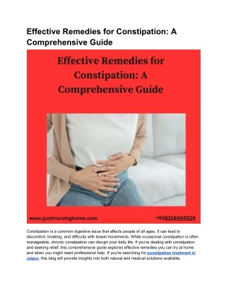 effective remedies for constipation