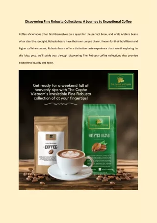 Discover the Best Fine Robusta Coffee Collections | Premium Quality Selections