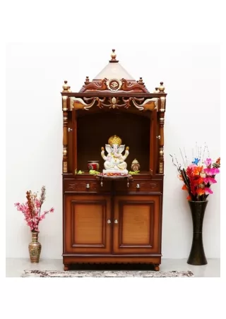Divya Dham Large Floor Rested Pooja Mandap with Door