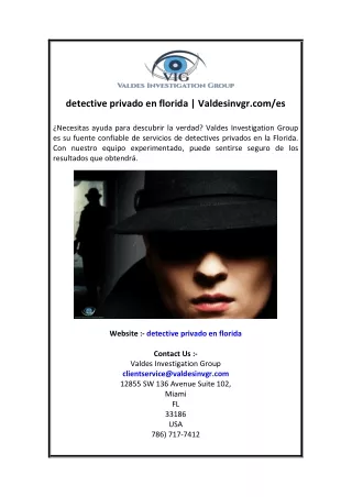 detective privado en florida  Valdesinvgr.com es