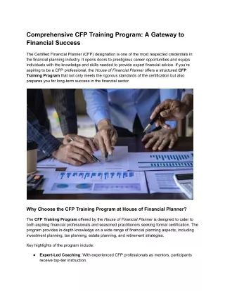 Comprehensive CFP Training Program_ A Gateway to Financial Success