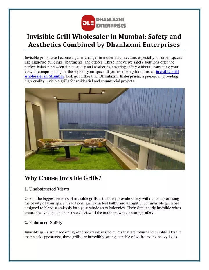 invisible grill wholesaler in mumbai safety