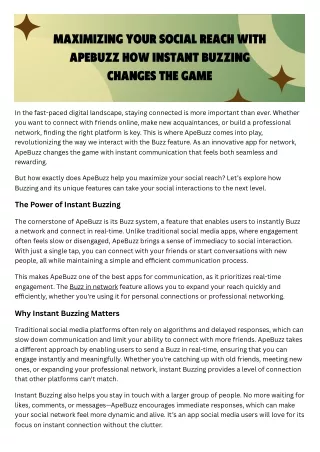 Maximizing Your Social Reach with ApeBuzz: How Instant Buzzing Changes the Game