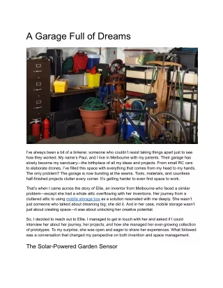 A Garage Full of Dreams