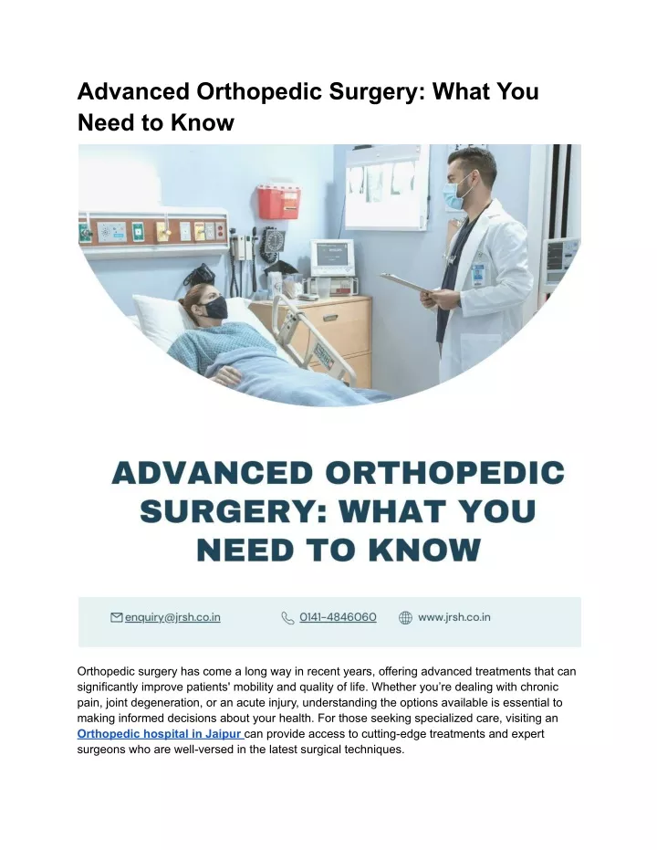 advanced orthopedic surgery what you need to know