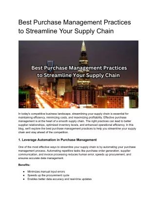 best purchase management practices to streamline