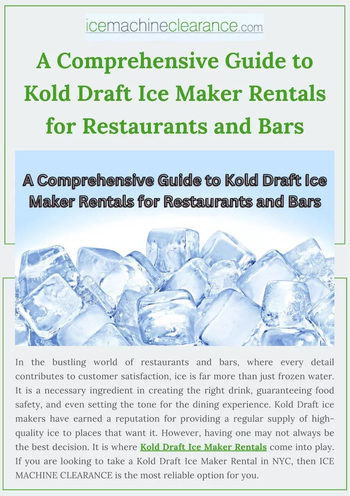 a comprehensive guide to kold draft ice maker