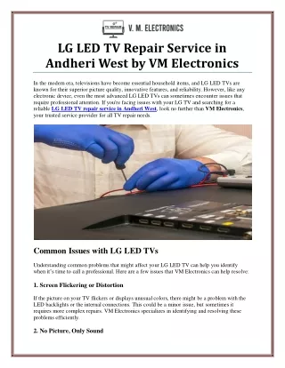 LG LED TV Repair Service in Andheri West