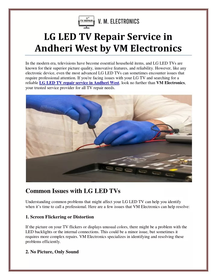 lg led tv repair service in andheri west