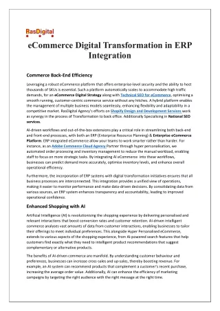 eCommerce Digital Transformation in ERP Integration