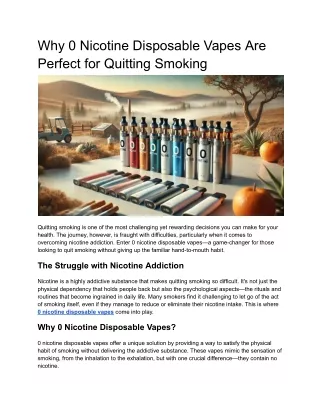 Why 0 Nicotine Disposable Vapes Are Perfect for Quitting Smoking