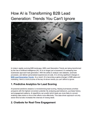 How AI is Transforming B2B Lead Generation_ Trends You Can't Ignore