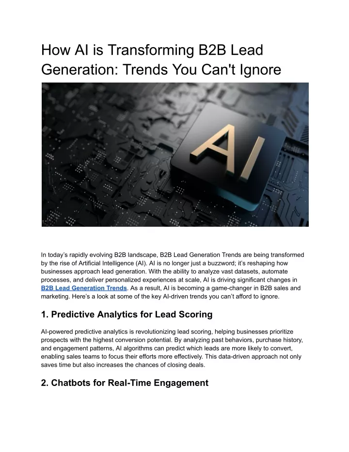 how ai is transforming b2b lead generation trends