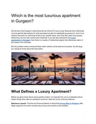 which is the most luxurious apartment in gurgaon
