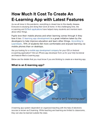 How Much It Cost To Create An E-Learning App with Latest Features