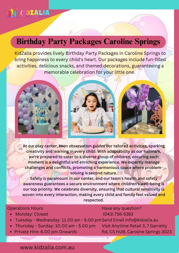 birthday party packages caroline springs