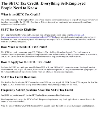 the setc tax credit everything self employed