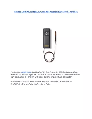 Resideo L4008A1015 High_Low Limit M_R Aquastat 100°F-240°F _ PartsHnC