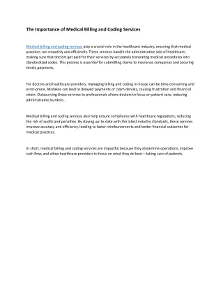 Medical Billing and Coding Services