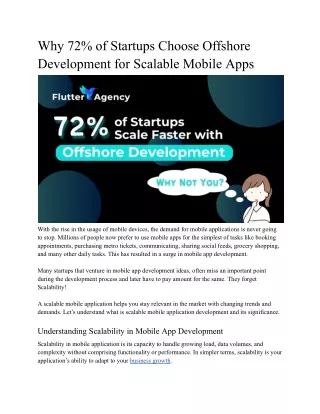 Why 72% of Startups Prefer Offshore Development for Scalable Apps