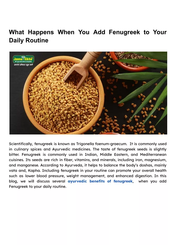 what happens when you add fenugreek to your daily