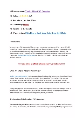 product name vitality vibes cbd gummies