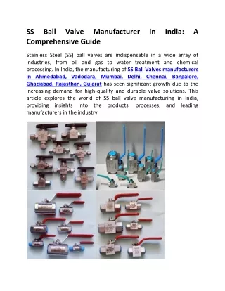 SS Ball Valves manufacturers in Ahmedabad, Vadodara, Mumbai, Delhi, Chennai, Bangalore, Ghaziabad, Rajasthan, Gujarat