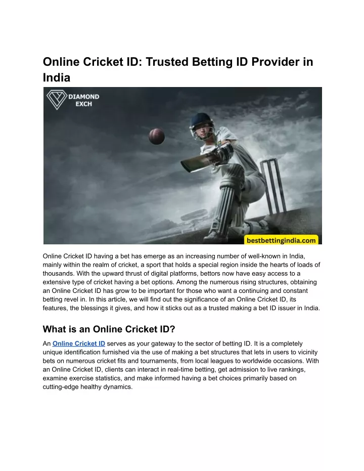 online cricket id trusted betting id provider