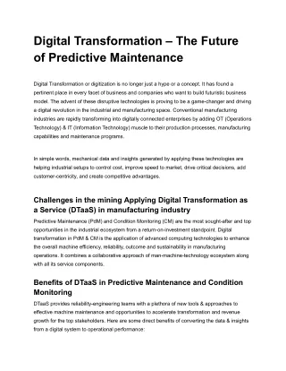 digital transformation the future of predictive