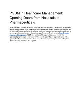 PGDM in Healthcare Management_ Opening Doors from Hospitals to Pharmaceuticals