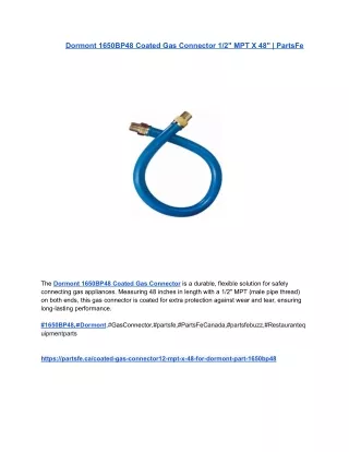 Dormont 1650BP48 Coated Gas Connector 1_2_ MPT X 48_ _ PartsFe