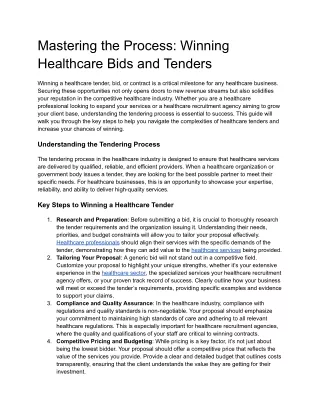 Mastering the Process_ Winning Healthcare Bids and Tenders